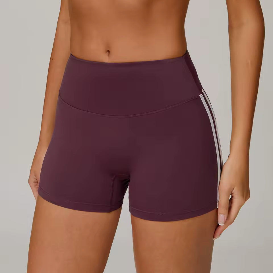 Trendy Knitted No Pocket Nylon High Waisted Shorts Mssza