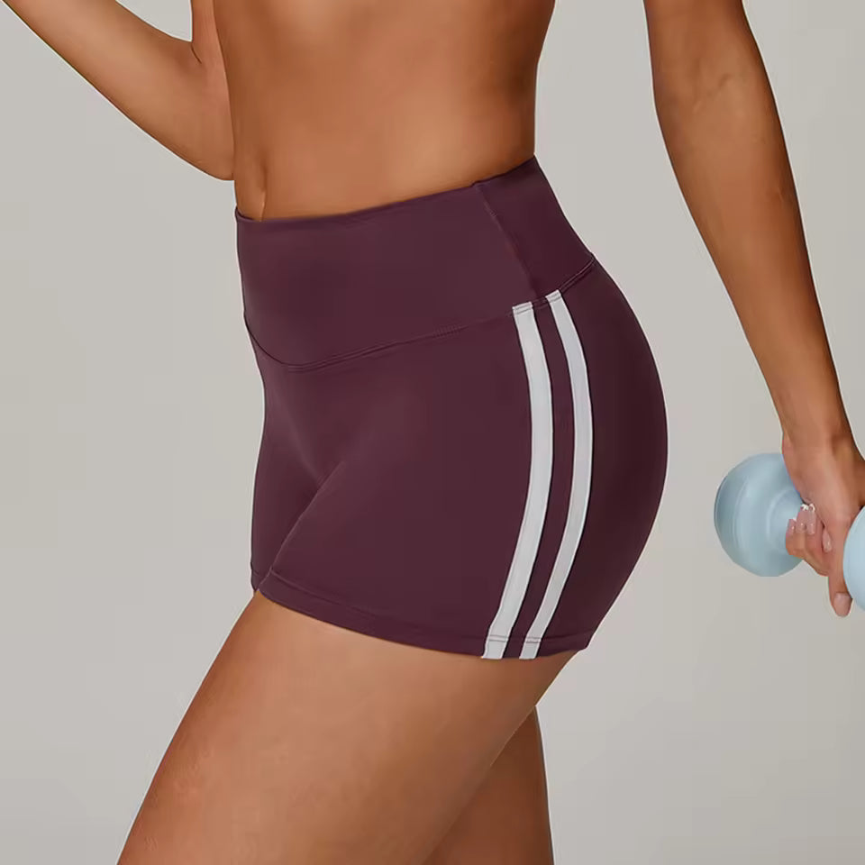 Trendy Knitted No Pocket Nylon High Waisted Shorts Mssza
