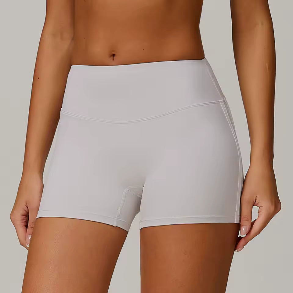 Trendy Knitted No Pocket Nylon High Waisted Shorts Mssza