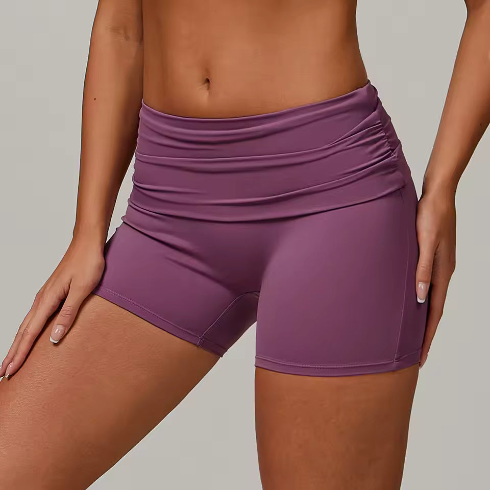 Trendy Knitted Nylon High Waisted Yoga Shorts Sportswear Mssza