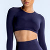 Trendy Knitted Seamless No Pocket Long Sleeves Crop Top Mssza
