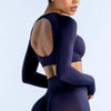 Trendy Knitted Seamless No Pocket Long Sleeves Crop Top Mssza
