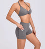 Trendy Knitted Spandex High Waist Hip-lifting Shorts Seamless Yoga Suits Mssza