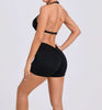 Trendy Knitted Spandex High Waist Hip-lifting Shorts Seamless Yoga Suits Mssza