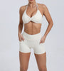 Trendy Knitted Spandex High Waist Hip-lifting Shorts Seamless Yoga Suits Mssza