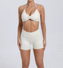 Trendy Knitted Spandex High Waist Hip-lifting Shorts Seamless Yoga Suits Mssza