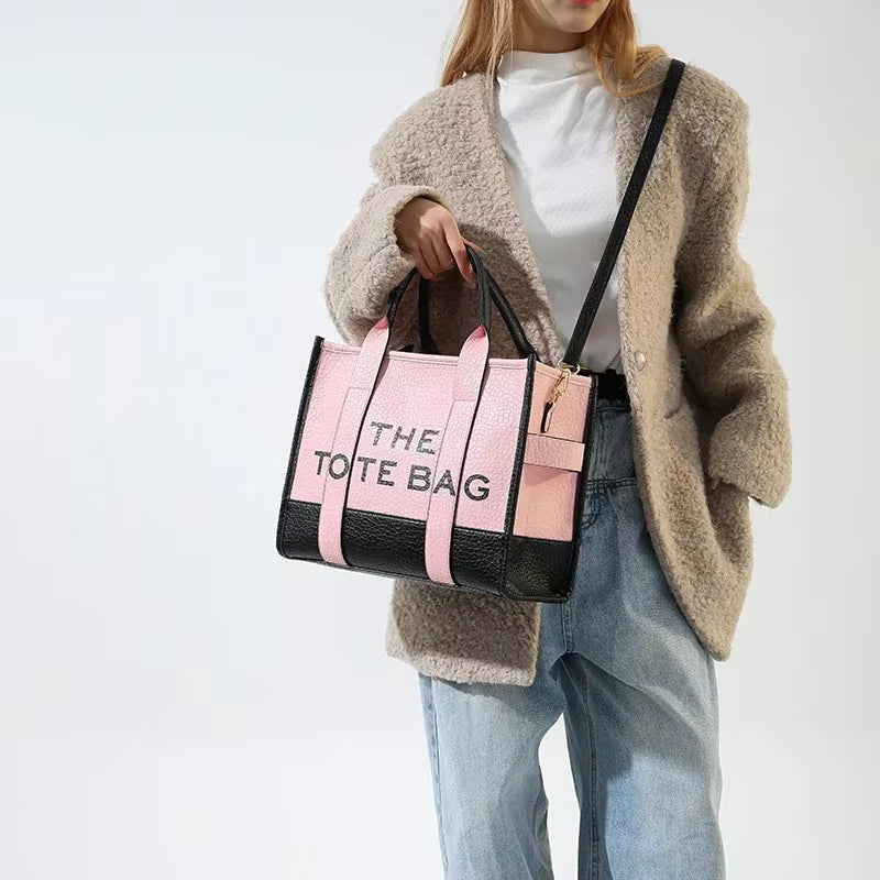 Trendy Leather Letters Designer Shoulder Messenger Tote Handbags Mssza