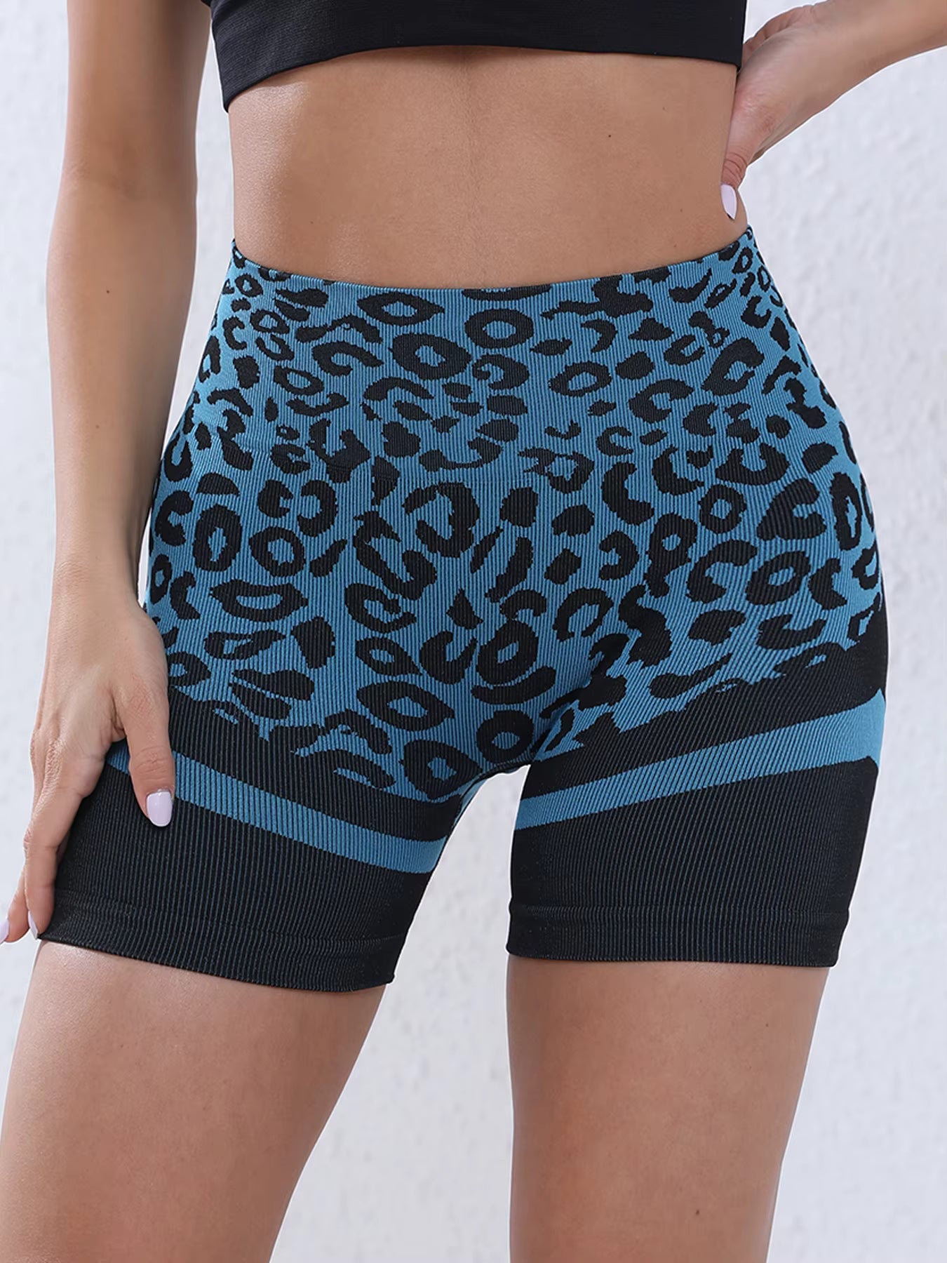 Trendy Leopard Seamless Fitness Yoga High Waisted Sports Shorts Mssza