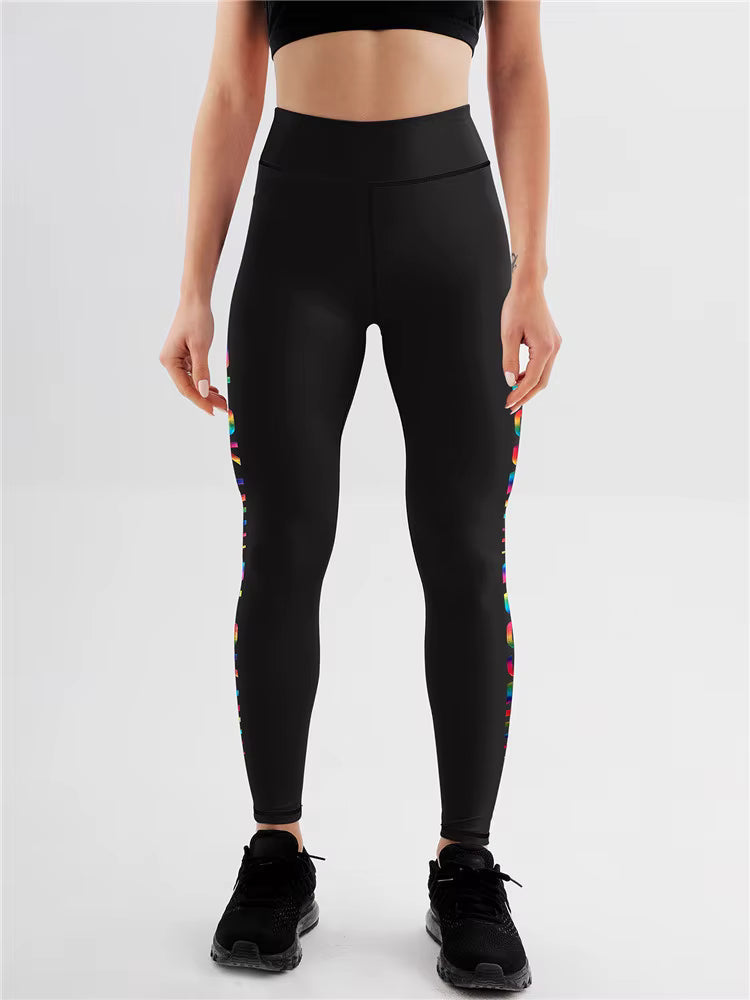 Trendy Gradient Letter Printed Tight Elastic Ankle-Length Yoga Pants Mssza