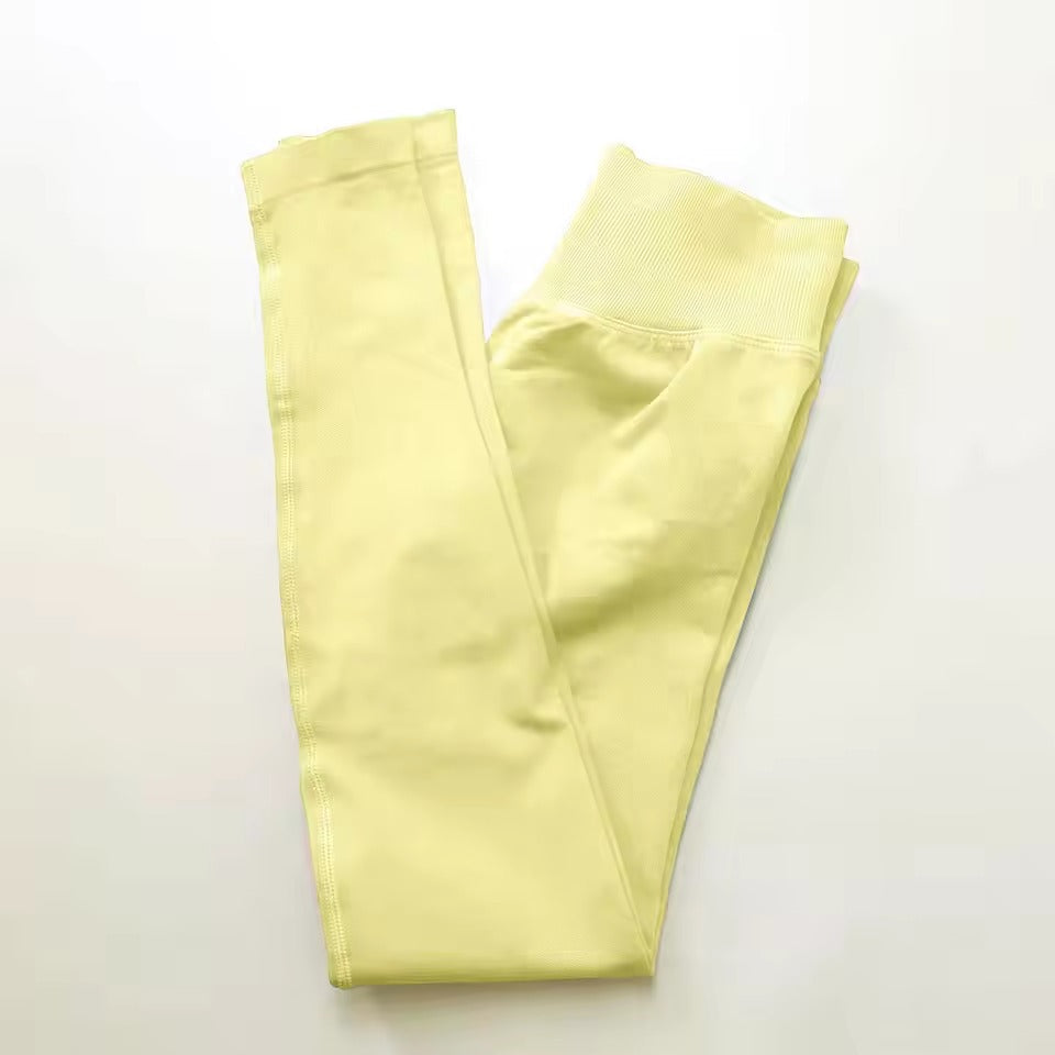 Trendy Low Ribbed Band Sports Yoga Impact Tights Leggings Mssza
