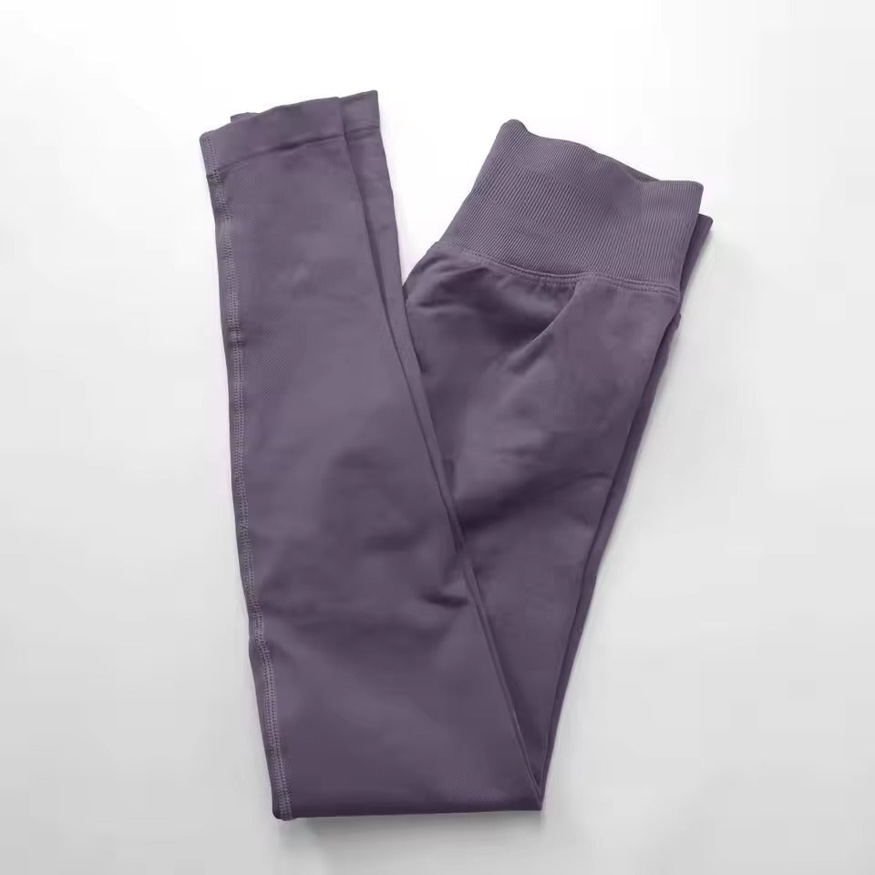 Trendy Low Ribbed Band Sports Yoga Impact Tights Leggings Mssza