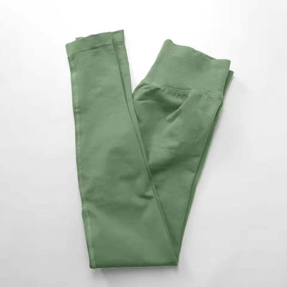 Trendy Low Ribbed Band Sports Yoga Impact Tights Leggings Mssza