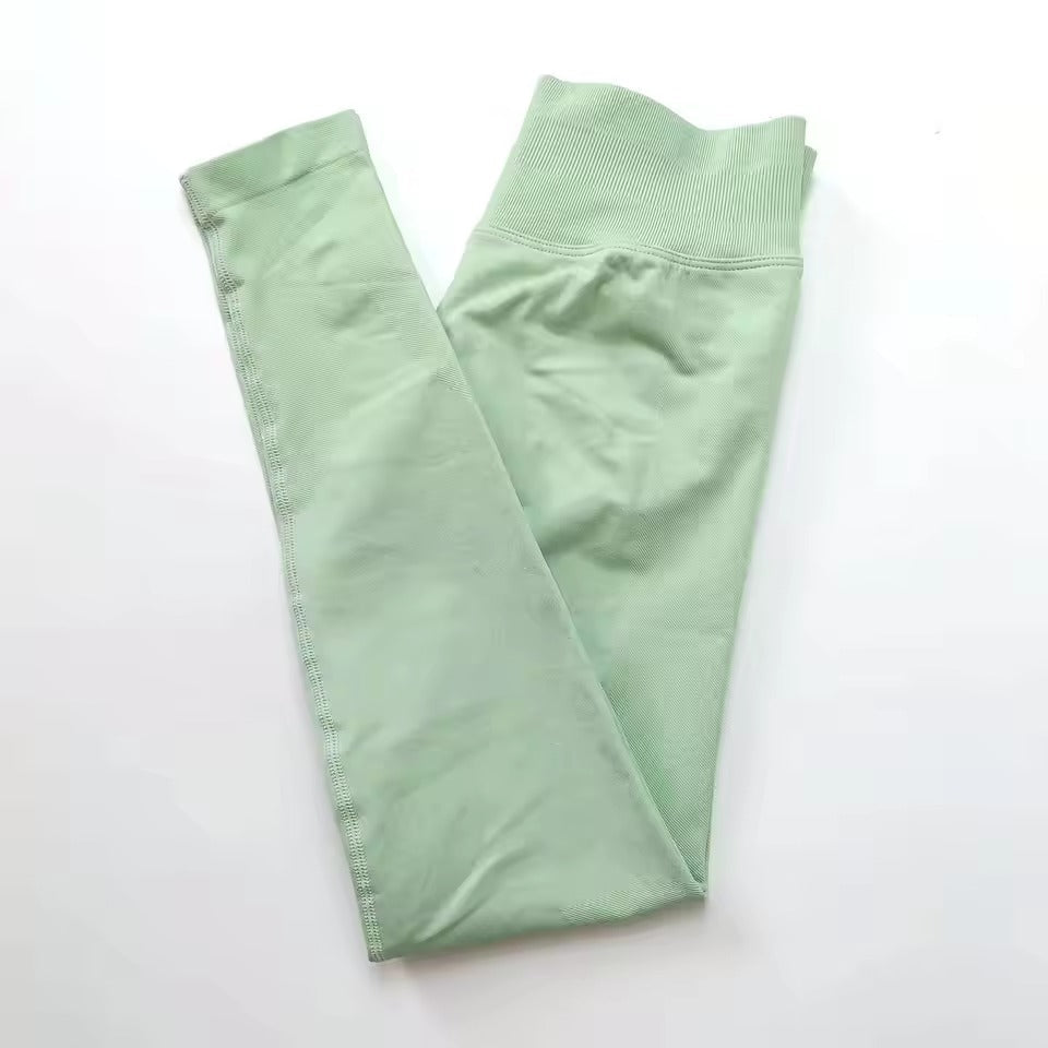 Trendy Low Ribbed Band Sports Yoga Impact Tights Leggings Mssza