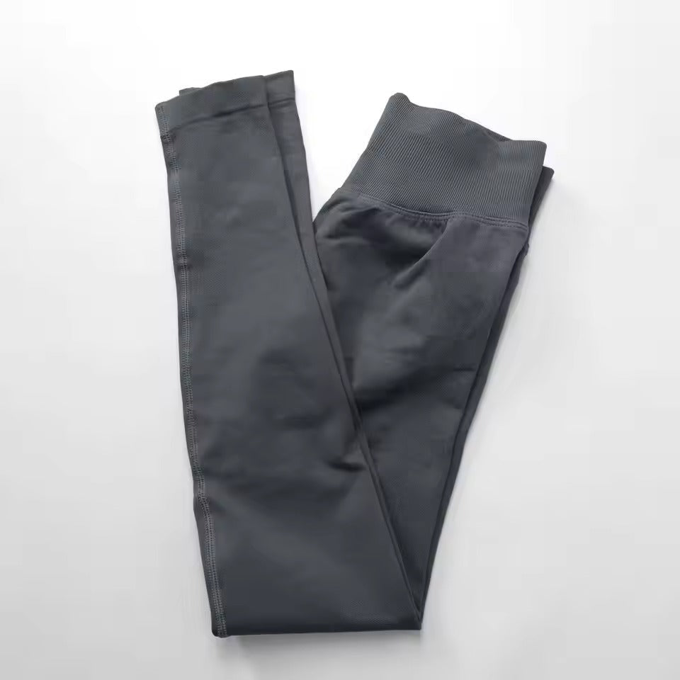 Trendy Low Ribbed Band Sports Yoga Impact Tights Leggings Mssza