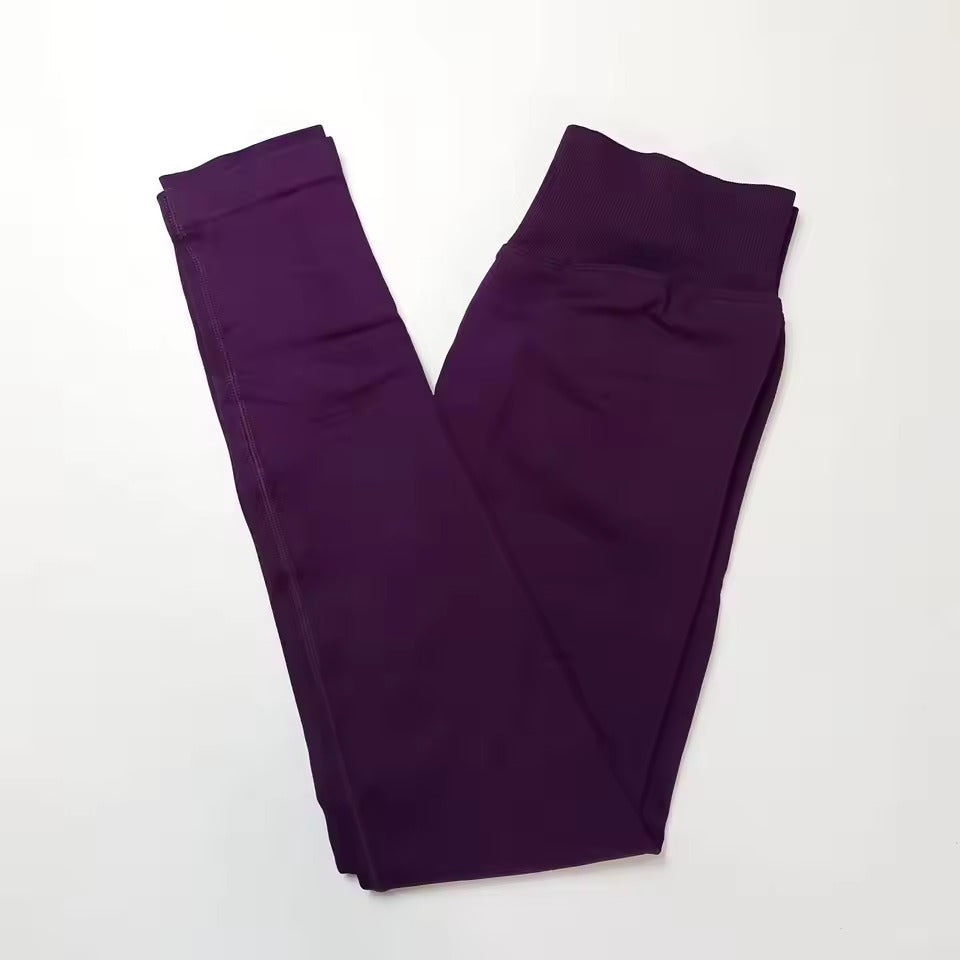 Trendy Low Ribbed Band Sports Yoga Impact Tights Leggings Mssza