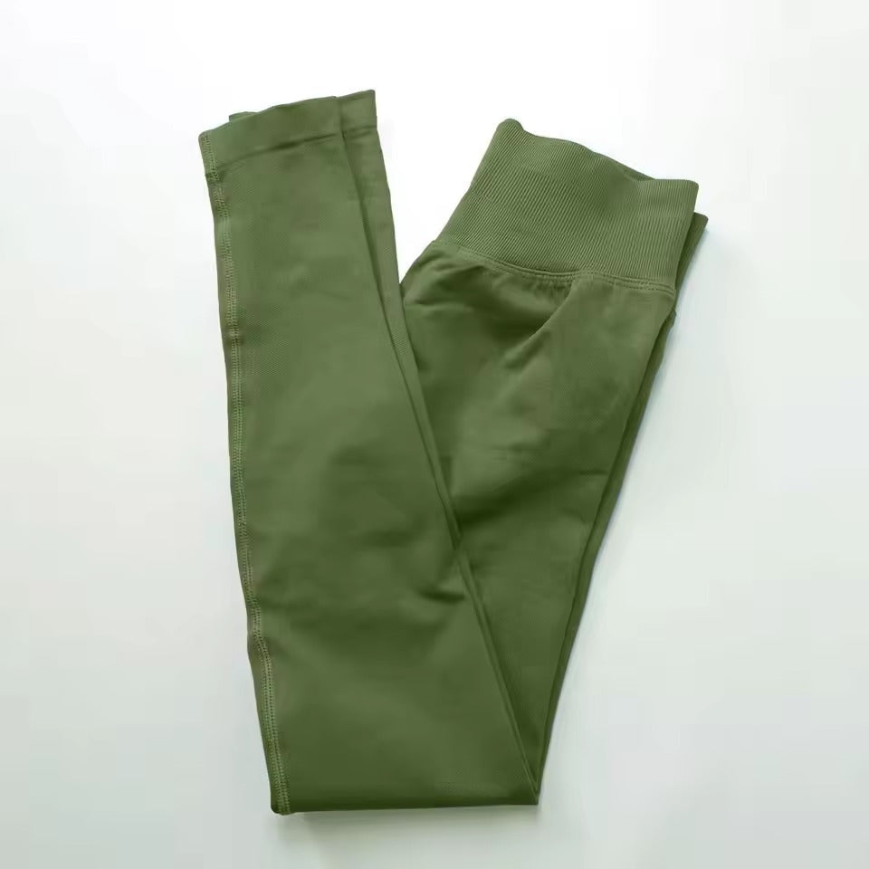 Trendy Low Ribbed Band Sports Yoga Impact Tights Leggings Mssza