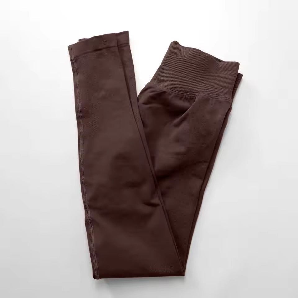 Trendy Low Ribbed Band Sports Yoga Impact Tights Leggings Mssza