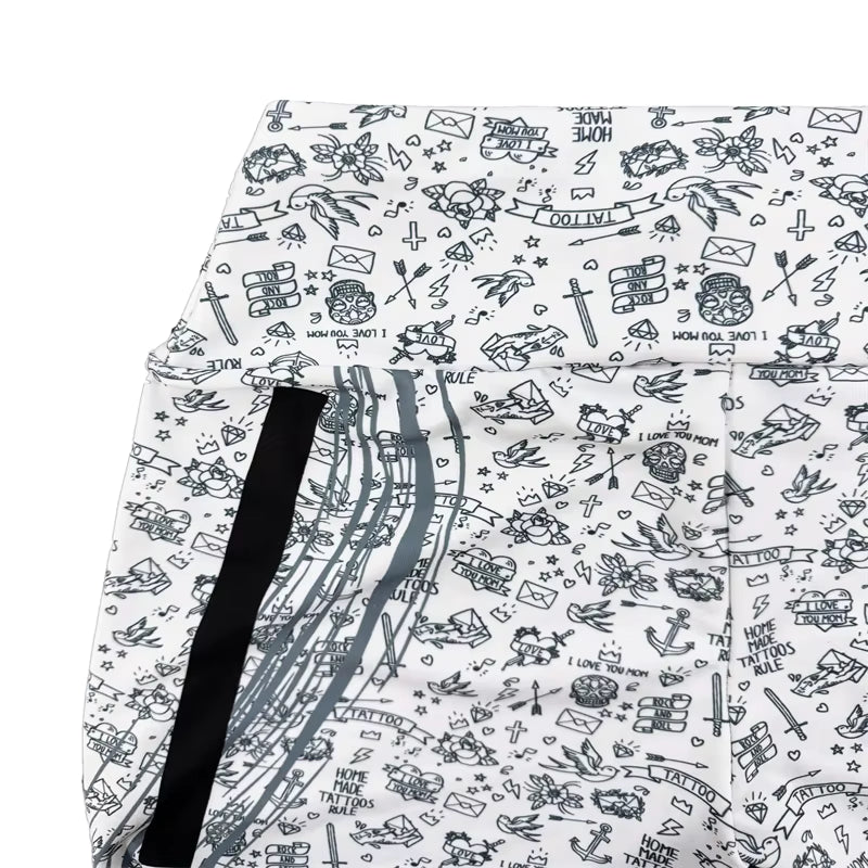 Trendy Lycra Slash Pockets Sports Print Fitness Jogging Streetwear Mssza