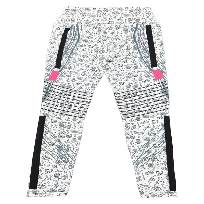 Trendy Lycra Slash Pockets Sports Print Fitness Jogging Streetwear Mssza