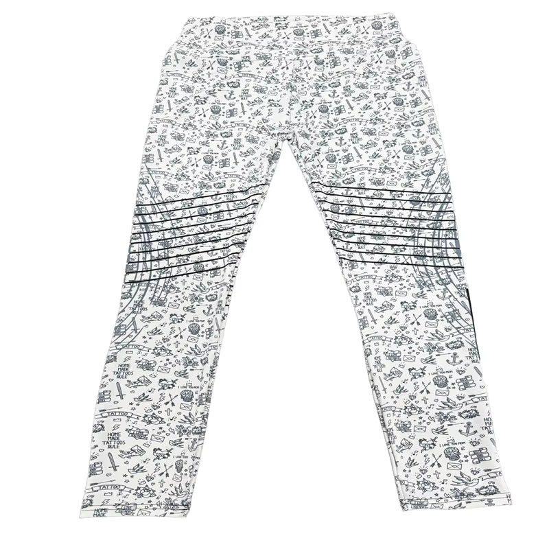 Trendy Lycra Slash Pockets Sports Print Fitness Jogging Streetwear Mssza