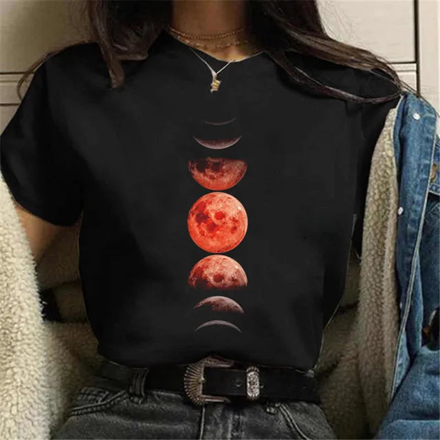 Trendy Moon Space Printed T-Shirt â€?Female Summer Essential Mssza