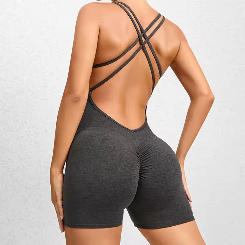 Trendy No Pocket Breathable Sleeveless Quick Dry Workout Jumpsuit Mssza
