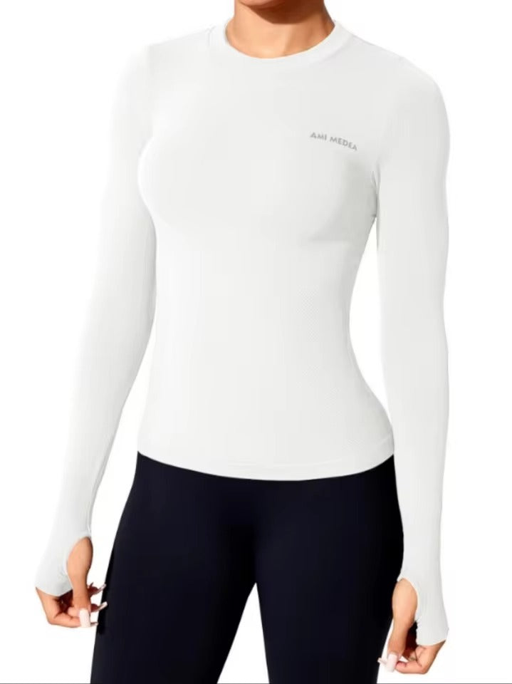 Trendy No Pocket Knit Long Sleeve Breathable Yoga Shirts Mssza