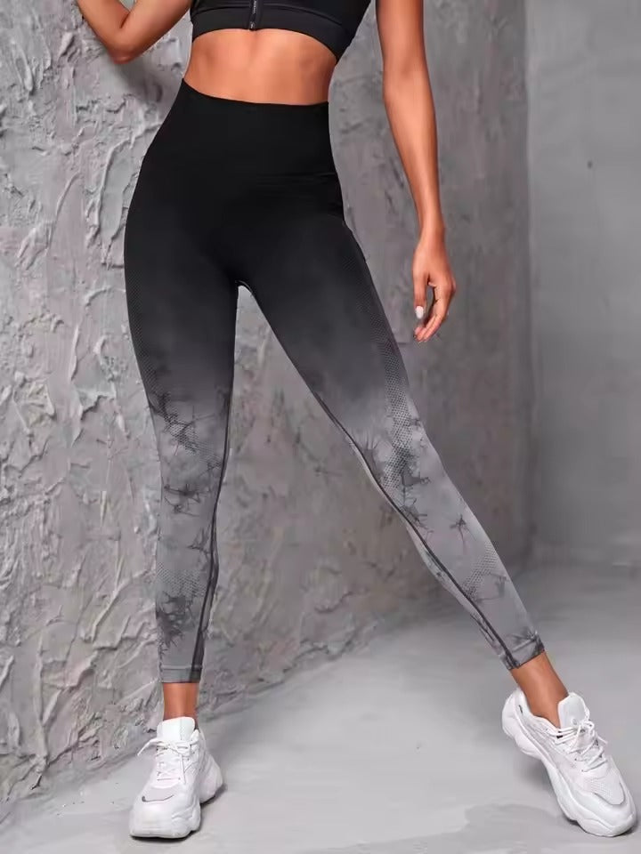 Trendy No Pocket Tie Dye High Waist Yoga Fitness Leggings Mssza