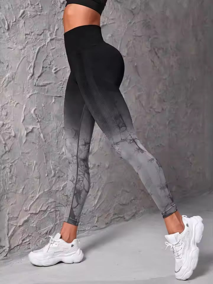 Trendy No Pocket Tie Dye High Waist Yoga Fitness Leggings Mssza