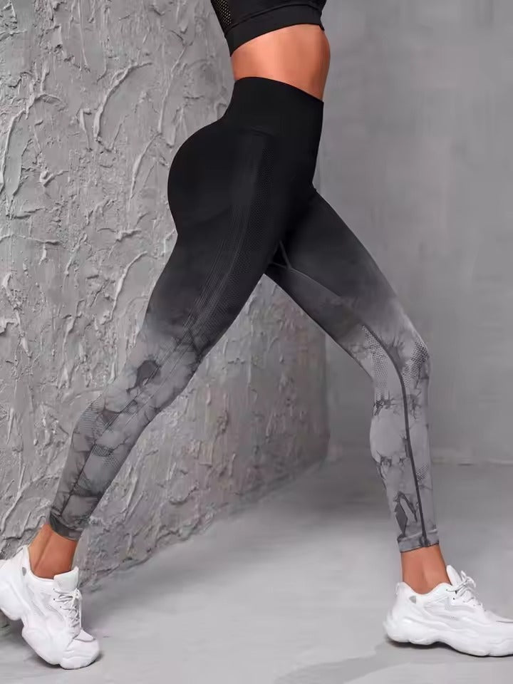 Trendy No Pocket Tie Dye High Waist Yoga Fitness Leggings Mssza
