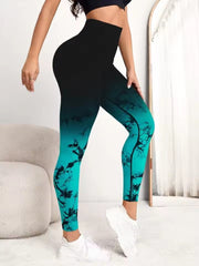 Trendy No Pocket Tie Dye High Waist Yoga Fitness Leggings Mssza