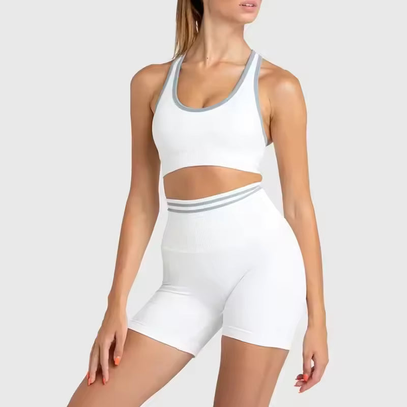 Trendy Nylon Seam Pockets Seamless Hip-lifting Sleeveless Yoga Sets Mssza