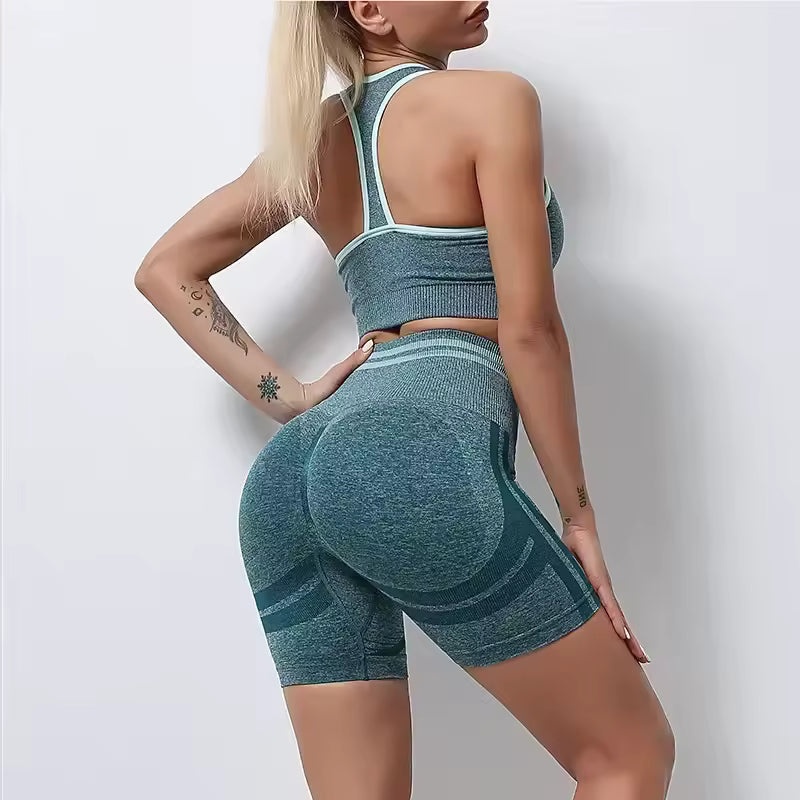 Trendy Nylon Seam Pockets Seamless Hip-lifting Sleeveless Yoga Sets Mssza