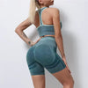 Trendy Nylon Seam Pockets Seamless Hip-lifting Sleeveless Yoga Sets Mssza
