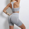 Trendy Nylon Seam Pockets Seamless Hip-lifting Sleeveless Yoga Sets Mssza