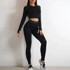 Nylon Seam Pockets Seamless Hip-lifting Full Sleeved Yoga Sets Mssza