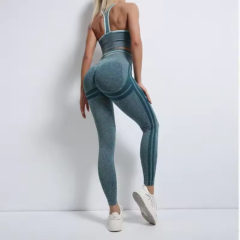 Trendy Nylon Seam Pockets Seamless Hip-lifting Sleeveless Yoga Sets Mssza