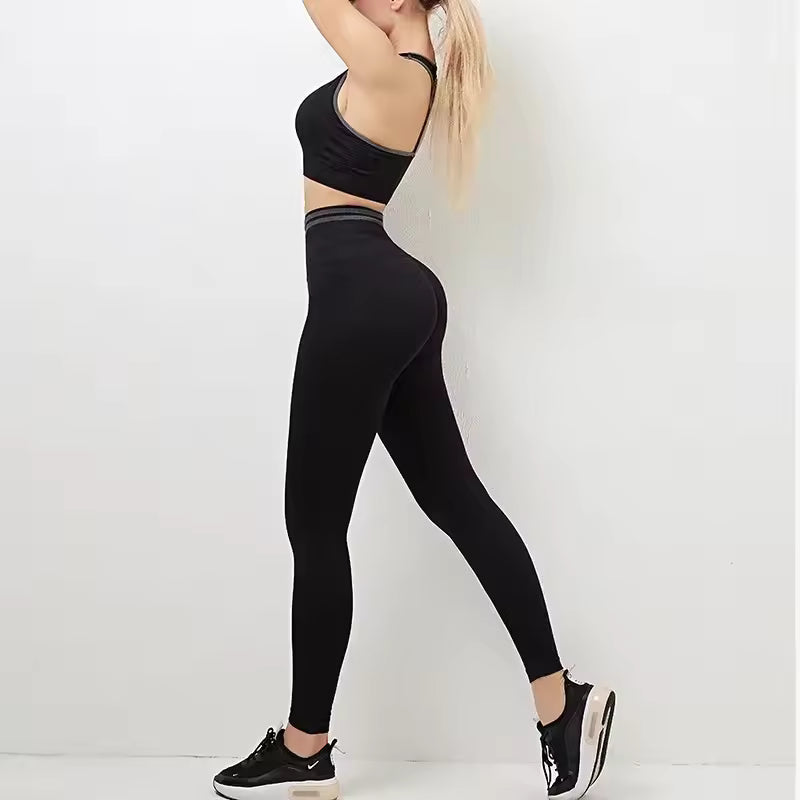 Trendy Nylon Seam Pockets Seamless Hip-lifting Sleeveless Yoga Sets Mssza