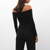Trendy Off Shoulder Cross Neck Long Sleeve Bodycon Shirts Mssza