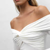 Trendy Off Shoulder Cross Neck Long Sleeve Bodycon Shirts Mssza