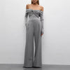 Trendy Off Shoulder Cross Neck Long Sleeve Bodycon Shirts Mssza