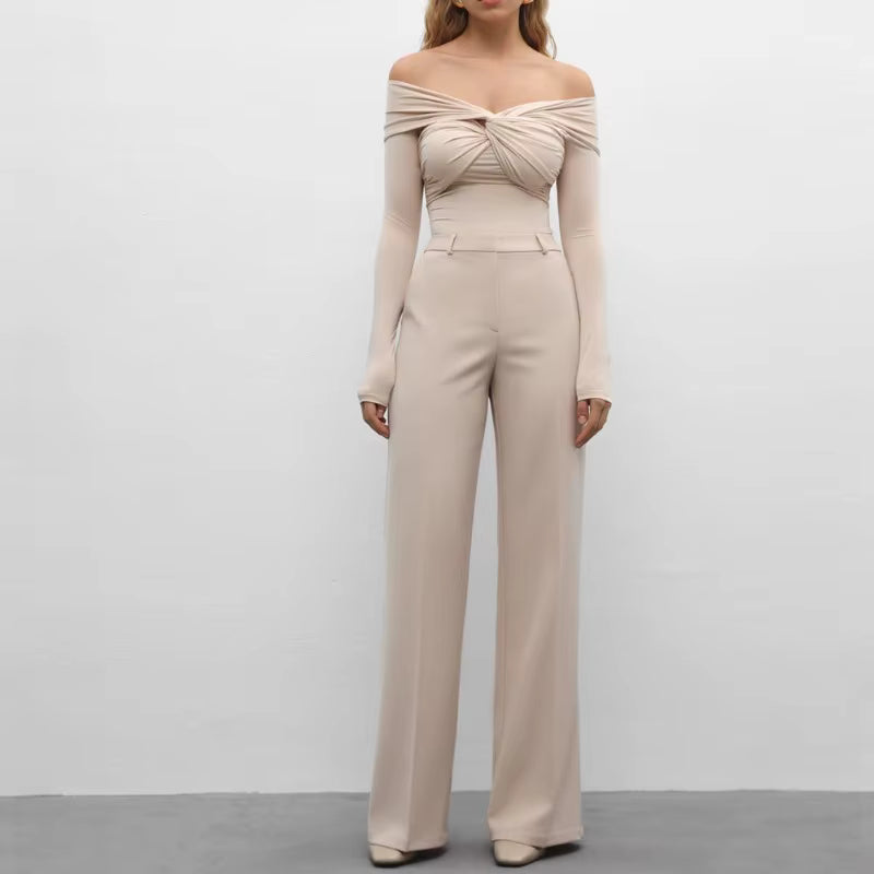 Trendy Off Shoulder Cross Neck Long Sleeve Bodycon Shirts Mssza
