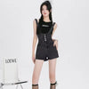 Trendy Overalls High Waist Non Stretch Short Jumpsuit Romper Mssza