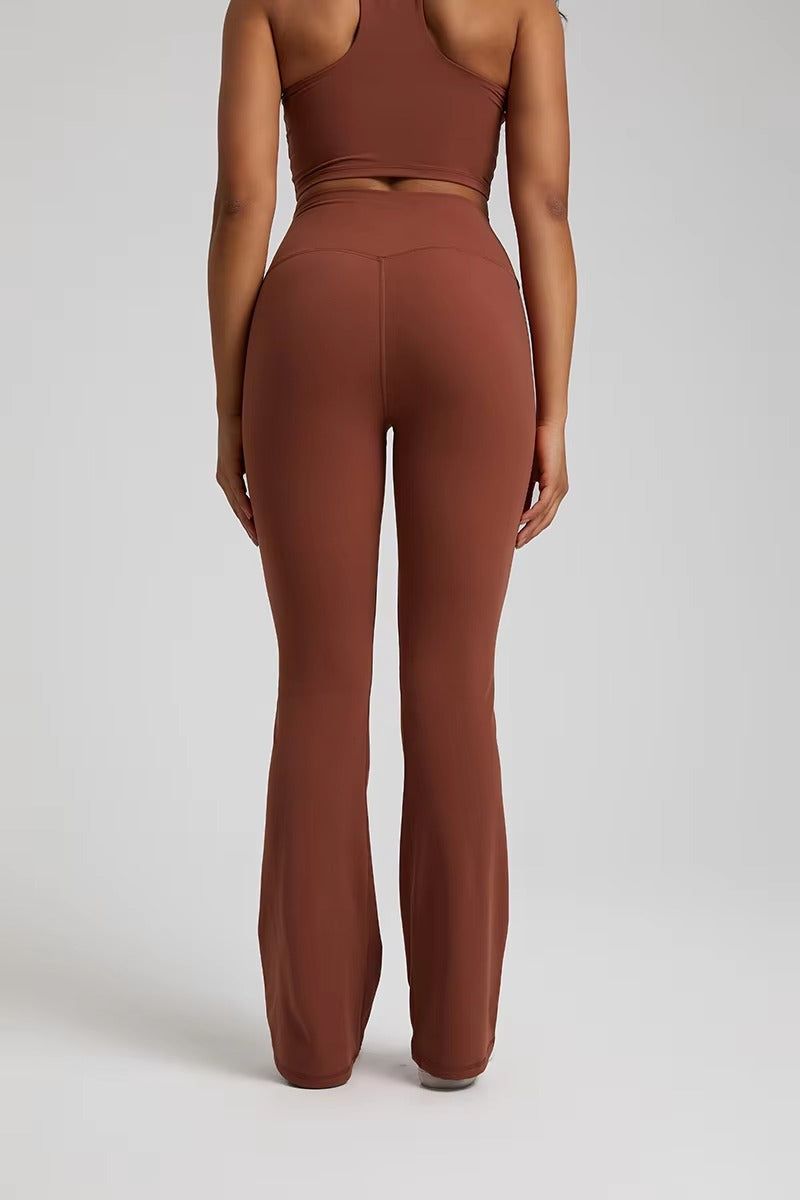 Trendy Plain Soft High Waist Full Length Flared Pants Mssza