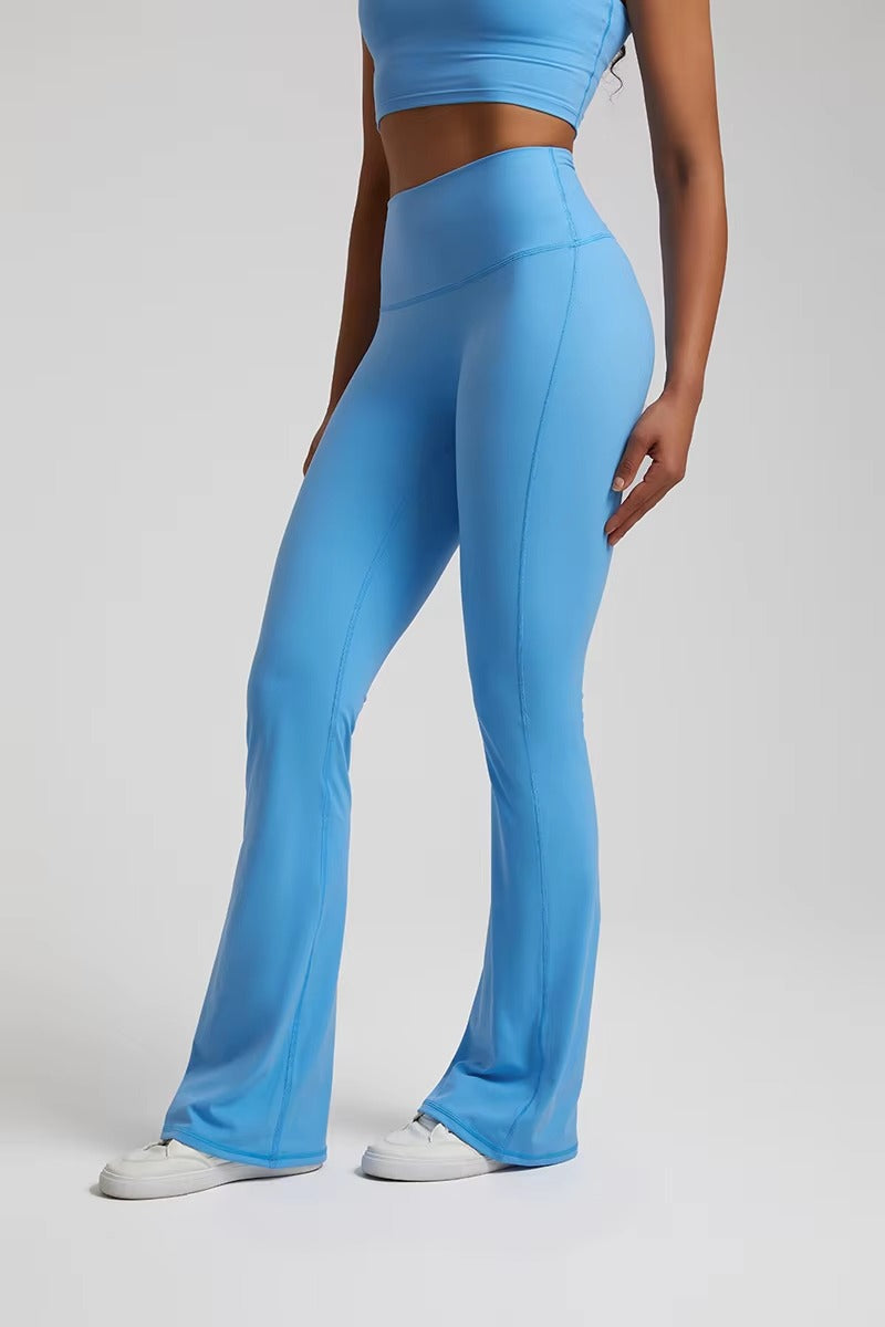 Trendy Plain Soft High Waist Full Length Flared Pants Mssza