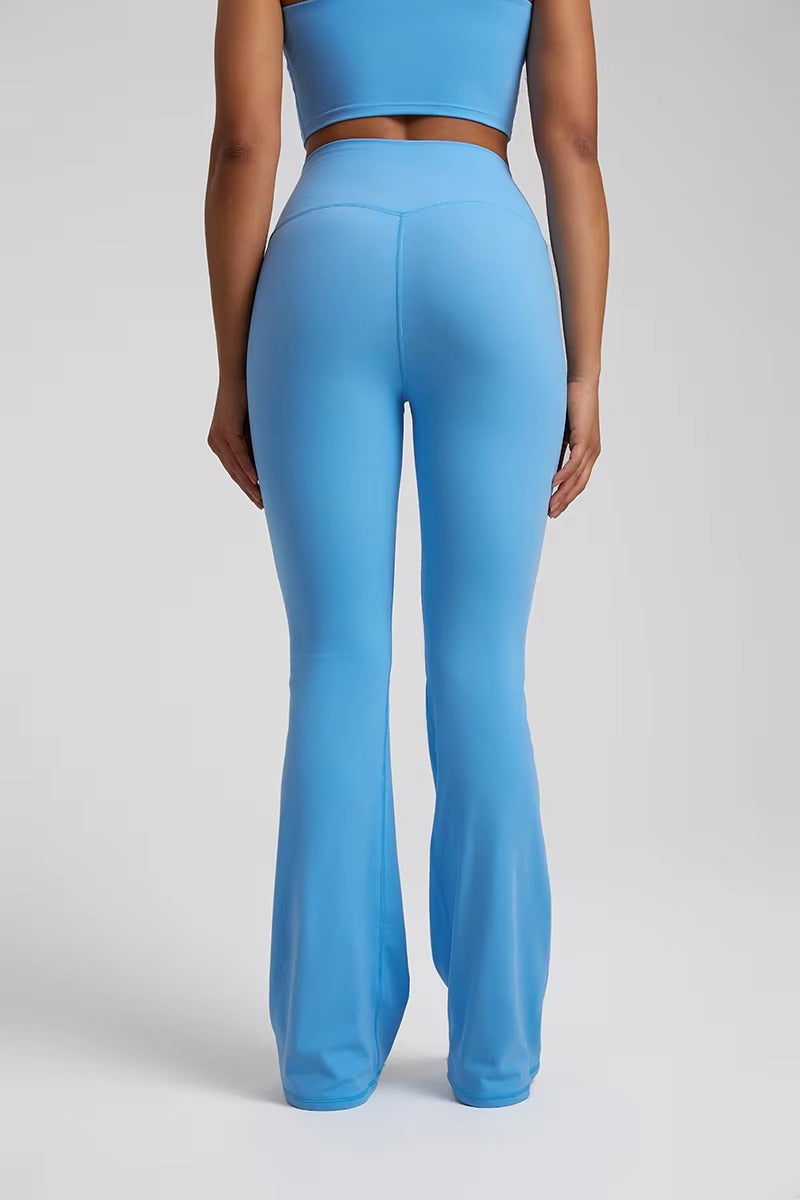 Trendy Plain Soft High Waist Full Length Flared Pants Mssza