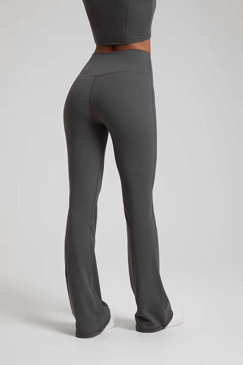 Trendy Plain Soft High Waist Full Length Flared Pants Mssza
