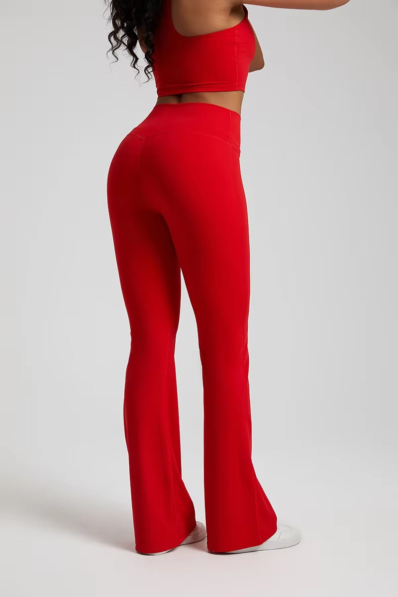 Trendy Plain Soft High Waist Full Length Flared Pants Mssza