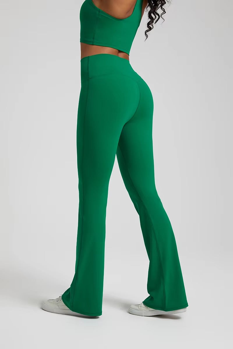 Trendy Plain Soft High Waist Full Length Flared Pants Mssza