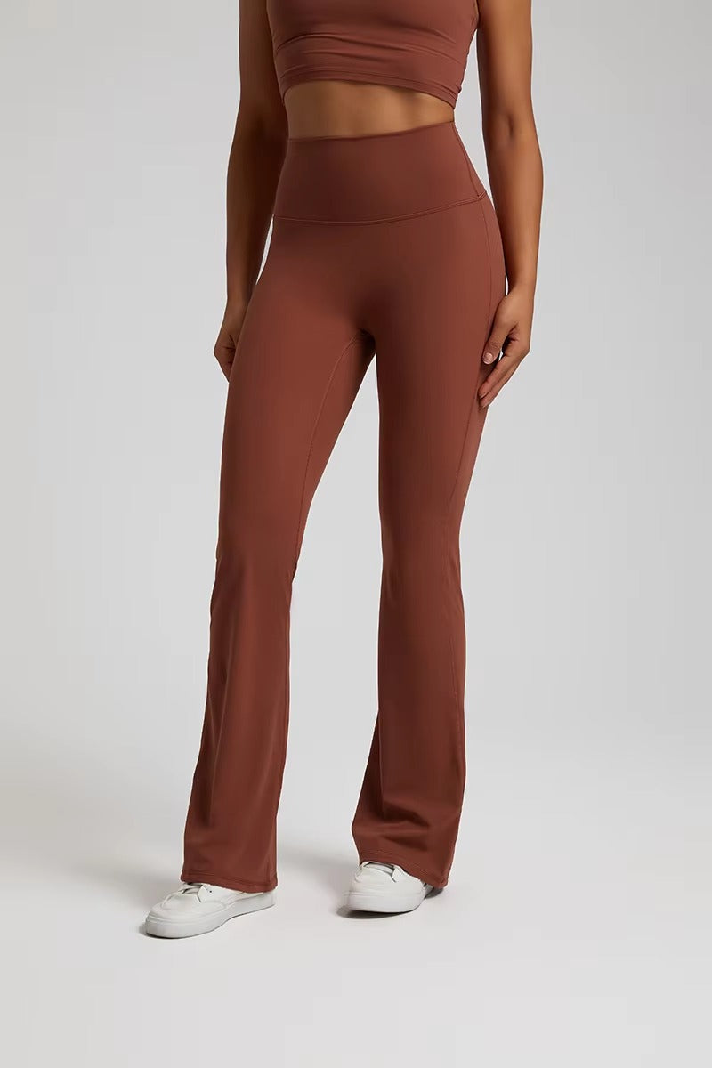 Trendy Plain Soft High Waist Full Length Flared Pants Mssza